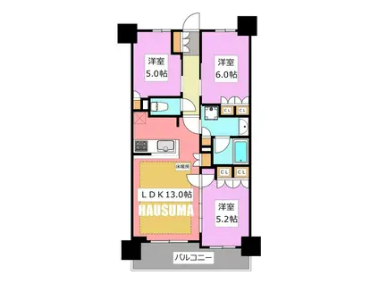 パレステージ江北III西館(3LDK/5階)の間取り写真