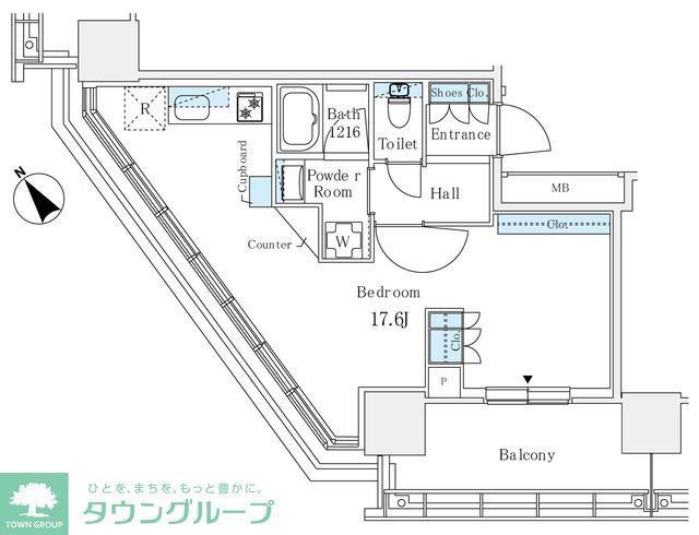 BRILLIA TOWER 浜離宮(ワンルーム/7階)の間取り写真