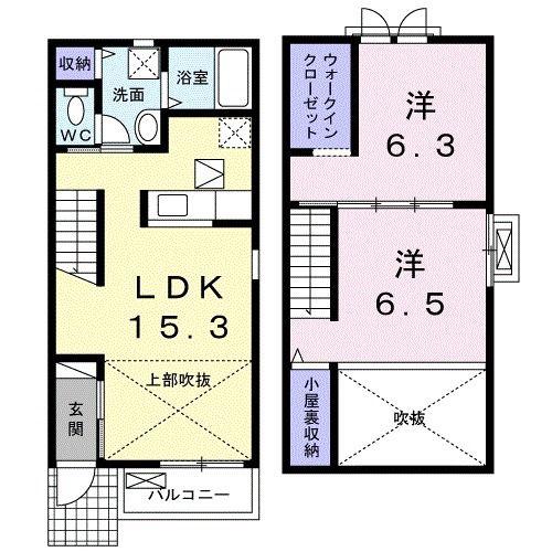 ルスカA(2LDK/1階)の間取り写真