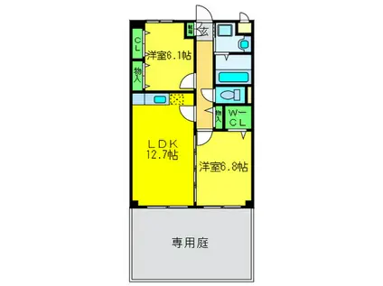 カーサ善(2LDK/3階)の間取り写真