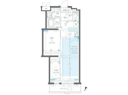 ZOOM蒲田イースト(2LDK/4階)の間取り写真