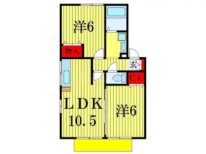 ヒロ・ハイム弐番館(2LDK/2階)の間取り写真