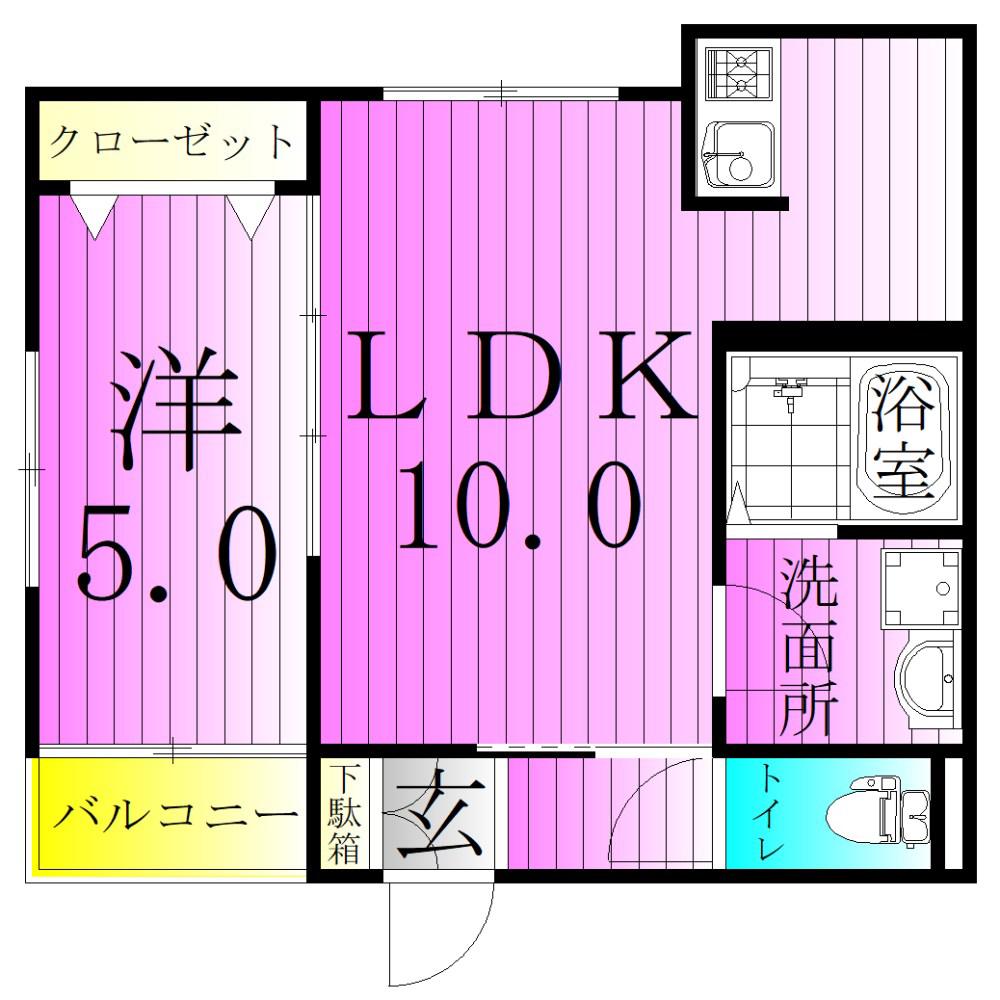 プラスドア北千住(1LDK/3階)の間取り写真