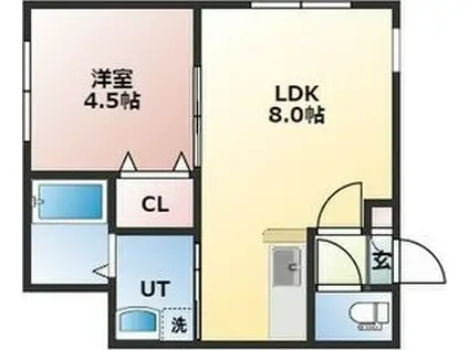 プロスペクトII(1LDK/2階)の間取り写真