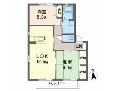 ミュートスII A(2LDK/1階)の間取り写真