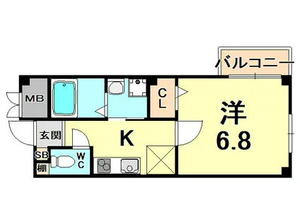 ロータスコート2(1K/2階)の間取り写真