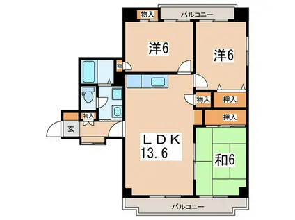 クレスト湘南(3LDK/4階)の間取り写真