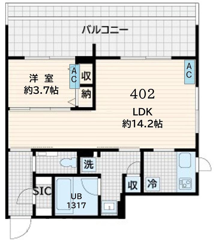 FULLEA恵比寿(1LDK/3階)の間取り写真
