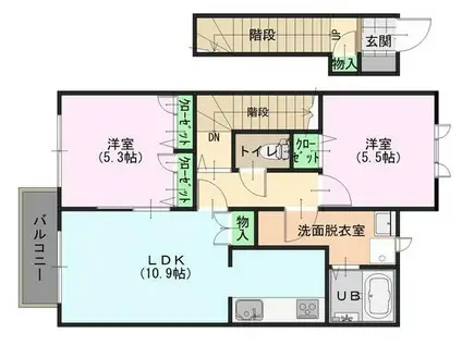 コンフォール(2LDK/2階)の間取り写真