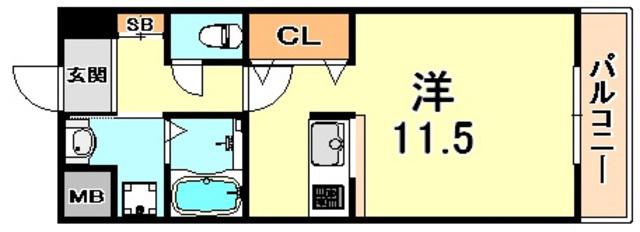 リブェール天城(ワンルーム/1階)の間取り写真