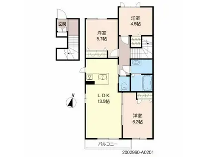 シャーメゾン慈眼寺(3LDK/2階)の間取り写真