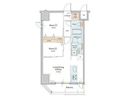 パレ・ド・ルピナス南千住III(2LDK/2階)の間取り写真