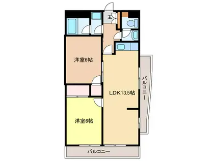 BYRONS(2LDK/2階)の間取り写真