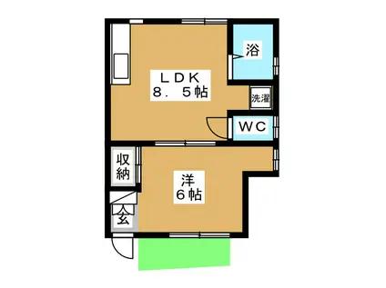 ハウス佐藤(1LDK/1階)の間取り写真