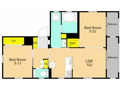 CREST COURT(2LDK/2階)の間取り写真