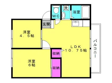 サンシティ東加古川 B棟(2LDK/1階)の間取り写真