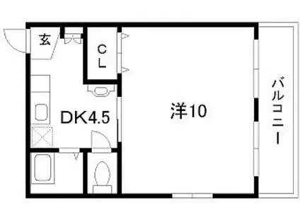 上原ビル(1DK/3階)の間取り写真