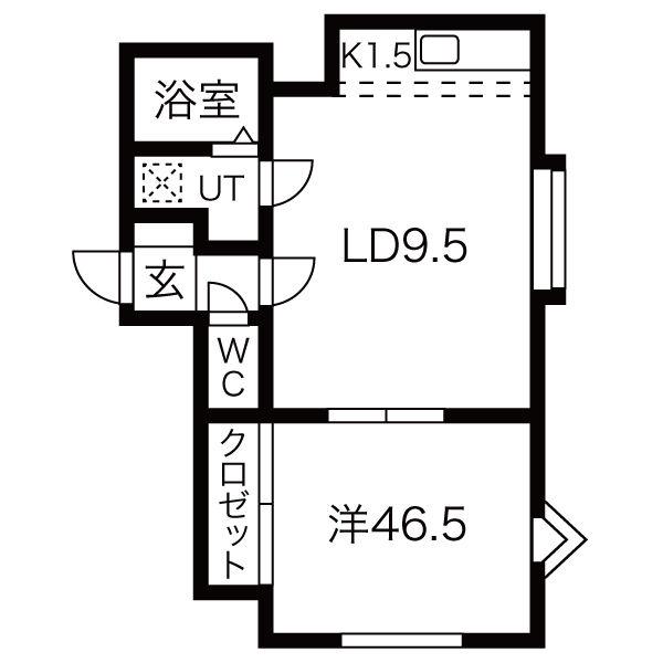 シェーンブルンロイヤル中島公園(1DK/1階)の間取り写真