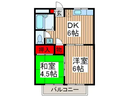 コーポ谷口Ⅱ(2DK/2階)の間取り写真