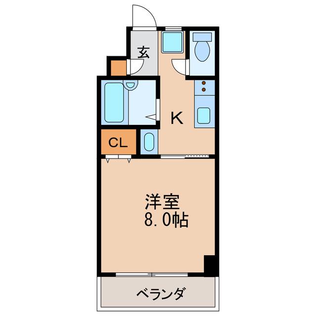 ドミールイースト(1K/2階)の間取り写真