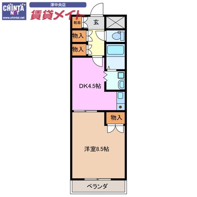 BELL KARM S(1DK/2階)の間取り写真