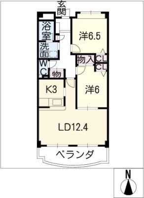 シャルム(2LDK/1階)の間取り写真