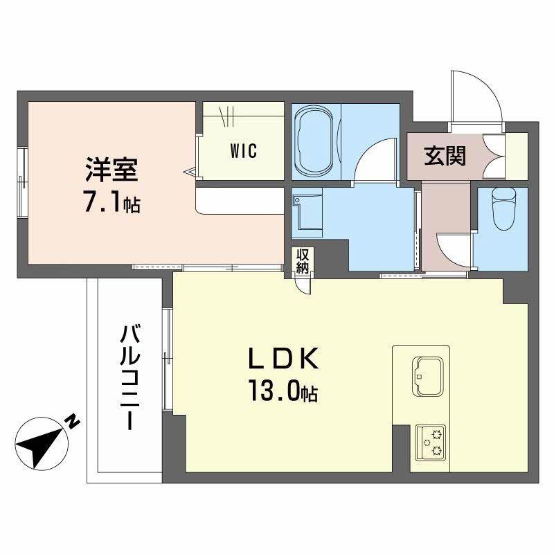 TRUST MAISON 京(1LDK/2階)の間取り写真