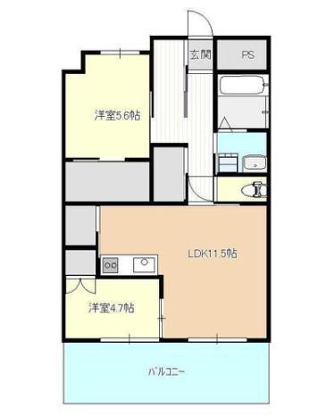 ディアコート新栄(2LDK/4階)の間取り写真