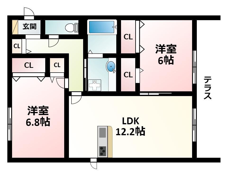 FRIEND ESAKAHIGASHI(2LDK/2階)の間取り写真