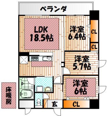 FAMILIE(3LDK/5階)の間取り写真