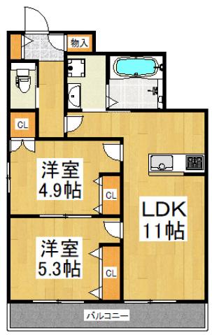 カトルセゾン(2LDK/1階)の間取り写真