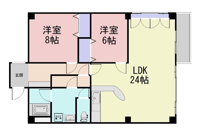 新前橋101パートI 南棟(2LDK/2階)の間取り写真