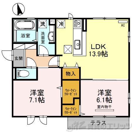 PASTORALCOURTSENRI(2LDK/1階)の間取り写真