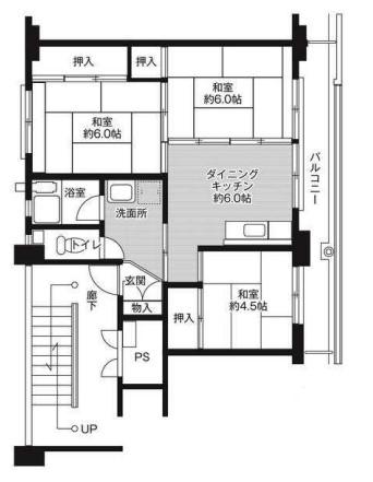ビレッジハウス建部吉田 1号棟(3DK/5階)の間取り写真
