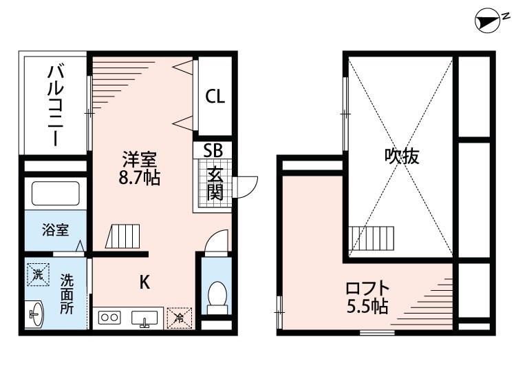 ベーネ日比野(1K/2階)の間取り写真