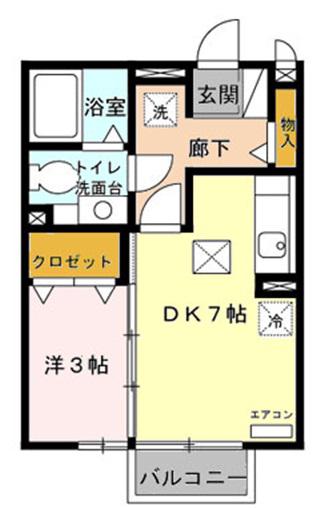 ヘイスティング A(1DK/1階)の間取り写真