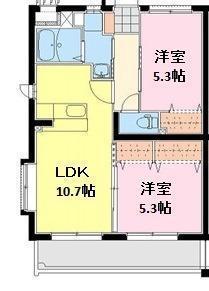 BLOOM(2LDK/3階)の間取り写真