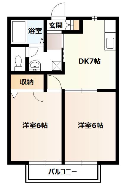 メゾンヒルズ(2DK/1階)の間取り写真