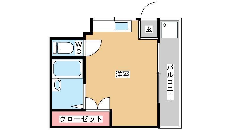 長尾ハイツ(ワンルーム/1階)の間取り写真
