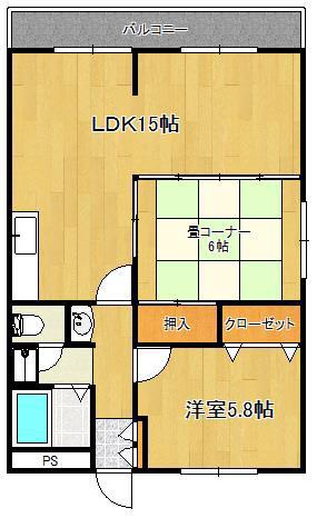 サニーハイツ(2LDK/4階)の間取り写真