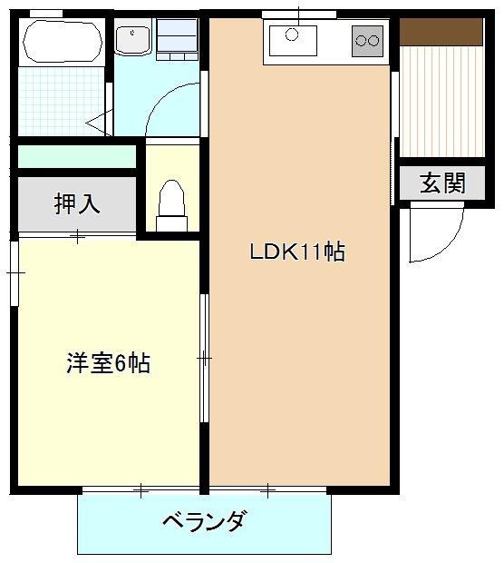 JR佐世保線 日宇駅 徒歩25分 2階建 築32年(1LDK/2階)の間取り写真