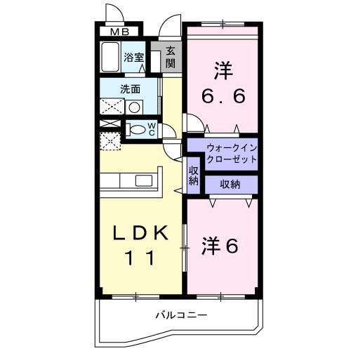 シャルマンコート広沢A 203(2LDK/2階)の間取り写真