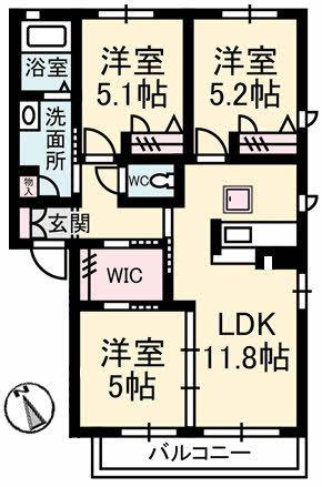 シャーメゾン東陽 B棟(3LDK/1階)の間取り写真