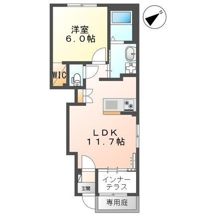 フォレストガーデン105(1LDK/1階)の間取り写真
