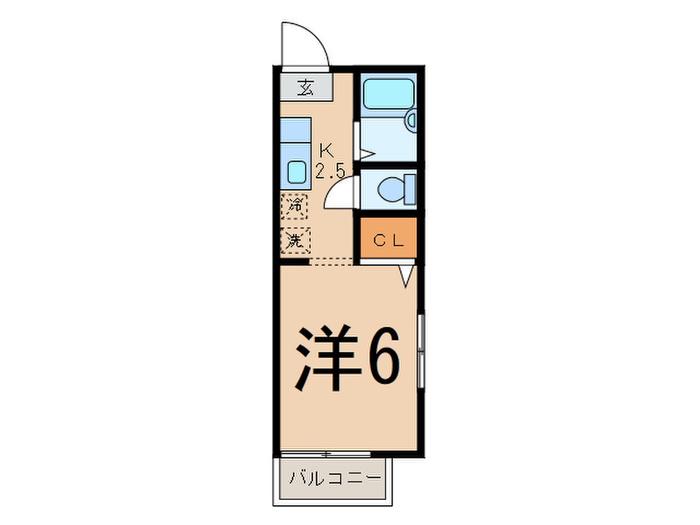 フラットT(1K/1階)の間取り写真