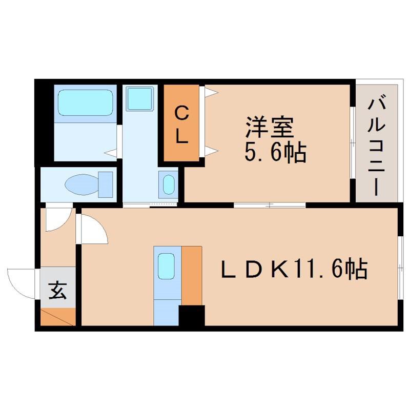 ハートフル下戸山(1LDK/3階)の間取り写真