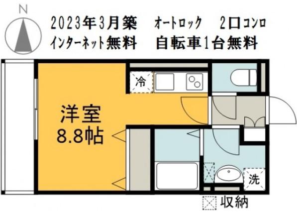 LE DOME西霞(ワンルーム/1階)の間取り写真