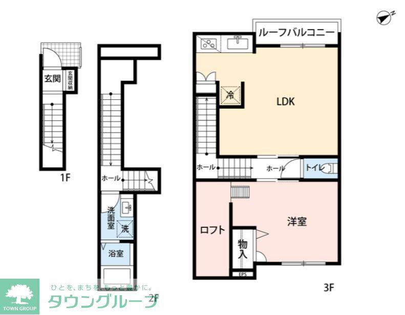 由比ヶ浜BASE(1LDK/2階)の間取り写真