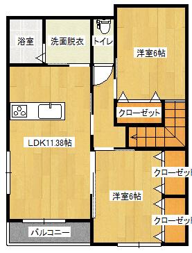 メゾン須子町(2LDK/2階)の間取り写真