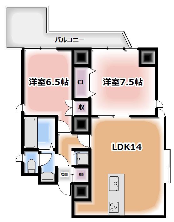 ウィンベルディエット小岩(2LDK/5階)の間取り写真